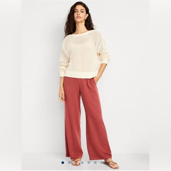 Old Navy Pants - Old Navy Rust Colored Wide Leg Raw Hem Pants